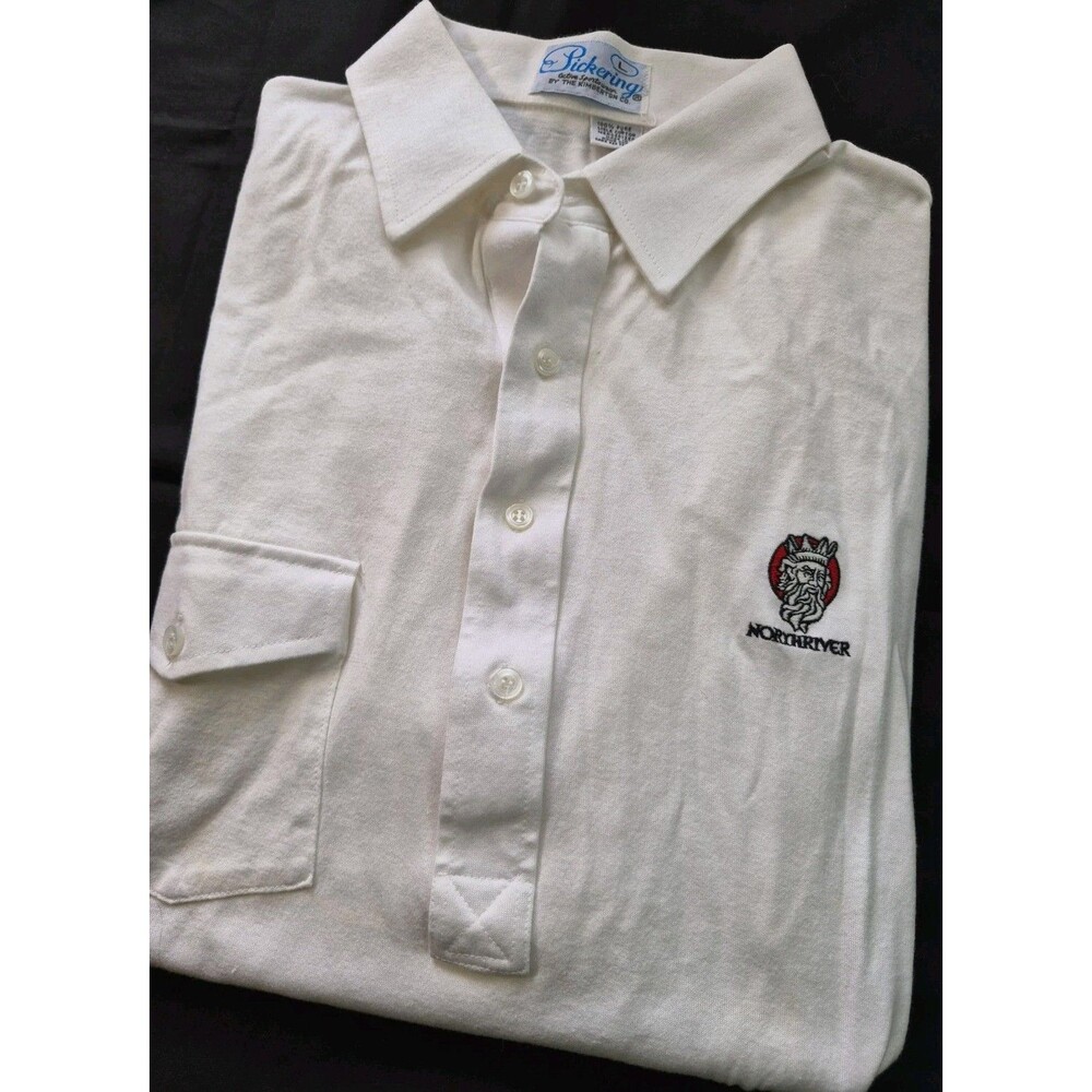 Vtg 1980s Pickering by Kimberton Golf Polo Mens Size L White Northriver Golf